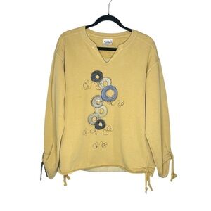 Kunky's Hand-Painted Whimsical Circles notched neck Oversized Sweatshirt size M